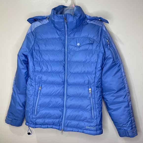 Marmot 650 Fill Light Blue Hoodie Coat size S